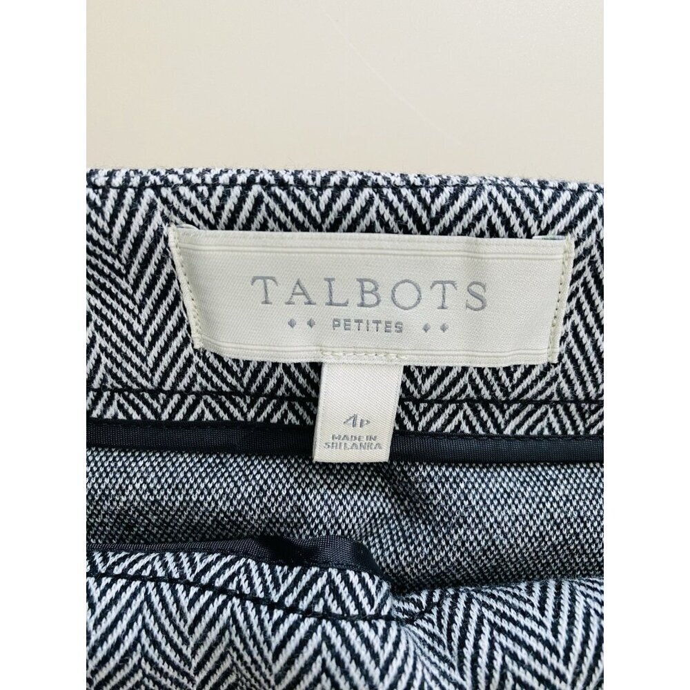 Talbots Size 4P Knee Length Black White Skirt, Cotton Blend Herringbone Career - Picture 3 of 8
